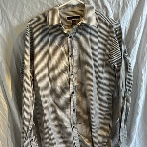 Stripped, black brown white, Michael Kors, medium dress shirt